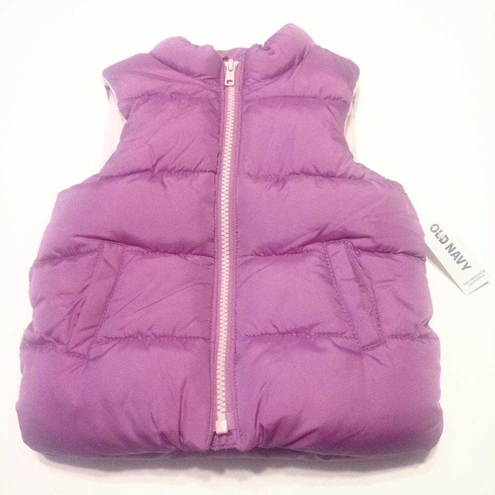 New Old Navy Toddler Girls purple zip puffer vest
